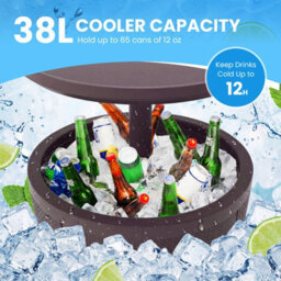 Gainoom Outdoor 38L Cool Brown Cocktail Bar Table All-Weather Resistant Hot Tub Side Table Wine Cooler - thumbnail 7