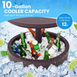 Gainoom Outdoor 38L Cool Brown Cocktail Bar Table All-Weather Resistant Hot Tub Side Table Wine Cooler - thumbnail 6