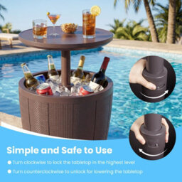 Gainoom Outdoor 38L Cool Brown Cocktail Bar Table All-Weather Resistant Hot Tub Side Table Wine Cooler - thumbnail 5