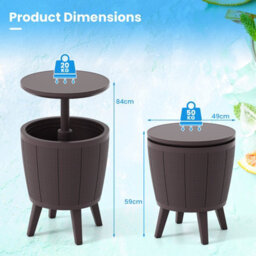 Gainoom Outdoor 38L Cool Brown Cocktail Bar Table All-Weather Resistant Hot Tub Side Table Wine Cooler - thumbnail 2