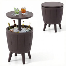 Gainoom Outdoor 38L Cool Brown Cocktail Bar Table All-Weather Resistant Hot Tub Side Table Wine Cooler - thumbnail 1