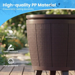 Gainoom Outdoor 38L Cool Brown Cocktail Bar Table All-Weather Resistant Hot Tub Side Table Wine Cooler - thumbnail 8