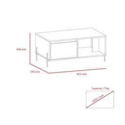 Core Products Dallas White Coffee Table With Drawer, H40.0Cm X W92.5Cm X D55.0Cm - thumbnail 5