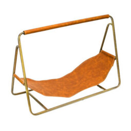 Ivyline Contemporary Antique Brass With Hanging Leather Log Holder - thumbnail 3