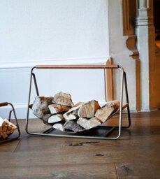 Ivyline Contemporary Antique Brass With Hanging Leather Log Holder - thumbnail 5