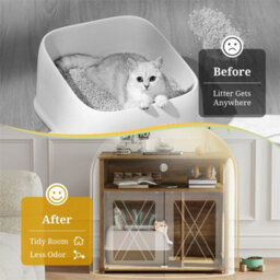 Cat Litter Box Cabinet With Double Doors Side Entry Storage Shelf - thumbnail 4
