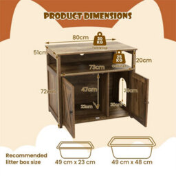 Cat Litter Box Cabinet With Double Doors Side Entry Storage Shelf - thumbnail 2