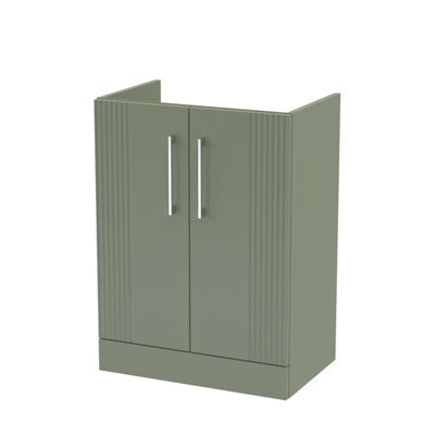 Hudson Reed Deco Floor Standing 2-Door Vanity Unit, Elegant Floor Standing Vanity Unit With Bar Handle Design In Satin Green - image 1