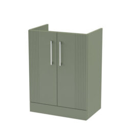 Hudson Reed Deco Floor Standing 2-Door Vanity Unit, Elegant Floor Standing Vanity Unit With Bar Handle Design In Satin Green - thumbnail 1