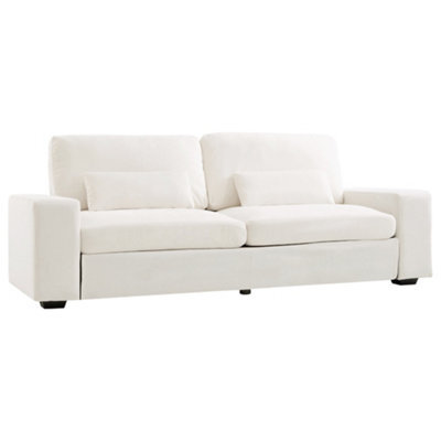 Living And Home 2-Seater White Chenille Upholstered Sofa With Pillows - image 1