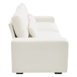 Living And Home 2-Seater White Chenille Upholstered Sofa With Pillows - thumbnail 3