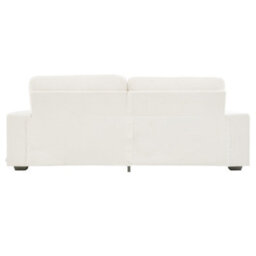Living And Home 2-Seater White Chenille Upholstered Sofa With Pillows - thumbnail 4