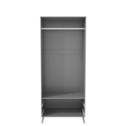Urbn-Living Urbnliving 180Cm Height Grey Wardrobe With 2 Door 2 Drawer Bedroom Clothes Storage Hanging Rail - thumbnail 7