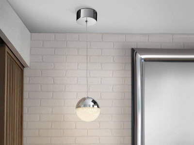 Luminosa Lighting Luminosa Sphere Integrated Led Globe Ceiling Pendant Chrome - Uk Stock - image 1