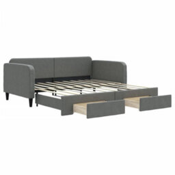 Berkfield Daybed With Trundle And Drawers Dark Grey 90X190 Cm Fabric - thumbnail 2