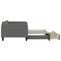 Berkfield Daybed With Trundle And Drawers Dark Grey 90X190 Cm Fabric - thumbnail 4
