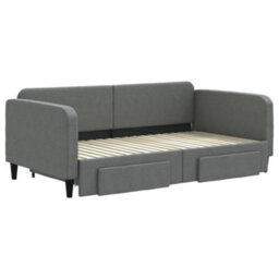 Berkfield Daybed With Trundle And Drawers Dark Grey 90X190 Cm Fabric - thumbnail 3