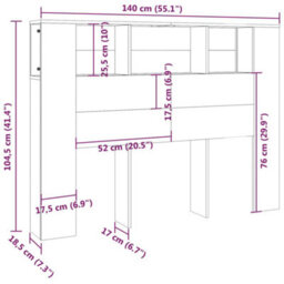 Vidaxl Headboard Cabinet Sonoma Oak 140X18.5X104.5 Cm Headboard Cabinets - thumbnail 8