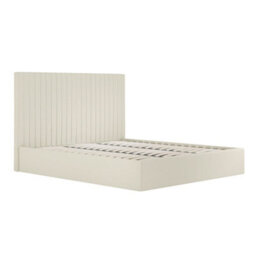 Wyld Haus Dublin Cream 4Ft6 Double Upholstered Ottoman Bed With Tall Ribbed Headboard - thumbnail 2