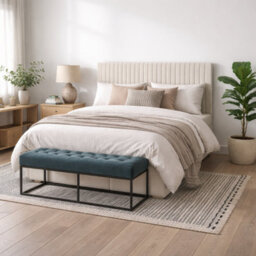 Wyld Haus Dublin Cream 4Ft6 Double Upholstered Ottoman Bed With Tall Ribbed Headboard - thumbnail 1