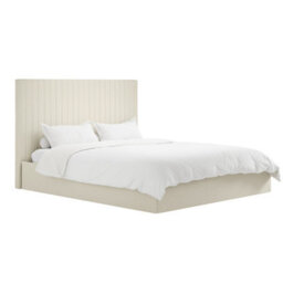 Wyld Haus Dublin Cream 4Ft6 Double Upholstered Ottoman Bed With Tall Ribbed Headboard - thumbnail 4