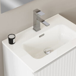 Banyetti Linea Matt White Ribbed Wall Hung Vanity Unit 600mm X 390mm - thumbnail 3