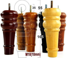 L&F 4 Replacement Furniture Feet Natural Wash Turned Wooden Legs 165mm High Settee Chairs Sofas Footstools M10 (10mm) Tsp2071 - thumbnail 7