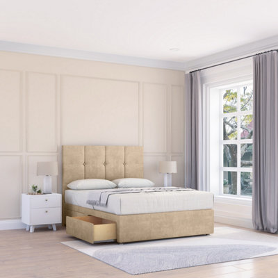 "Sloomy 6Ft Jasmine Coniston Almond Memory Foam Bed Set With No Drawers Mattress & 26"" Headboard - Super King" - image 1