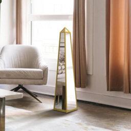 Mirroroutlet The Obelisk Gold Metal Edged Mirrored Ornament 100Cm X 20Cm X 20Cm