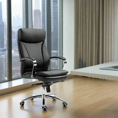 Evre Contemporary Executive Black Faux Leather Office Chair With Swivel Height Adjust - image 1