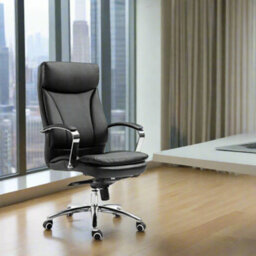 Evre Contemporary Executive Black Faux Leather Office Chair With Swivel Height Adjust