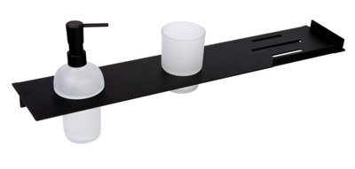 Banyetti Primo Shelf With Soap Dispenser & Toothbrush Holder - Matt Black