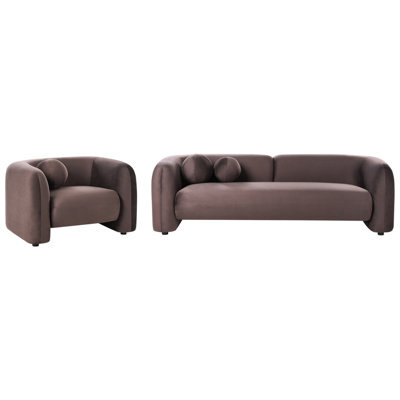 Beliani Living Room Set 4 Seater Leiren Velvet Dark Brown - image 1
