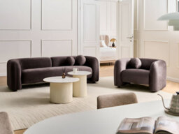 Beliani Living Room Set 4 Seater Leiren Velvet Dark Brown - thumbnail 2