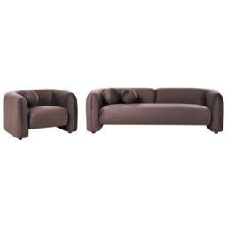 Beliani Living Room Set 4 Seater Leiren Velvet Dark Brown - thumbnail 1