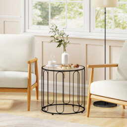 Homcom Coffee Table Set Of 2, Nest Of Tables With Metal Frame, Black - thumbnail 9