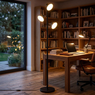 Emitto Floor Lamp 3 Head Led Reading Light Rotatable Remote Standing Lamp - image 1