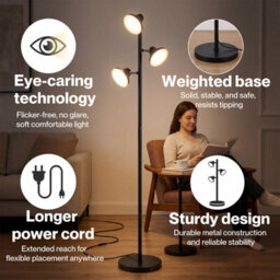 Emitto Floor Lamp 3 Head Led Reading Light Rotatable Remote Standing Lamp - thumbnail 9