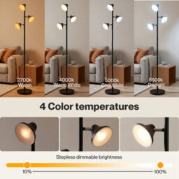 Emitto Floor Lamp 3 Head Led Reading Light Rotatable Remote Standing Lamp - thumbnail 5