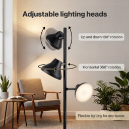 Emitto Floor Lamp 3 Head Led Reading Light Rotatable Remote Standing Lamp - thumbnail 7