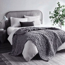 Darphe Dark Gray Stretchable Hand-Woven Knitted Wool Yarn 60Cm L X 60Cm W - thumbnail 2