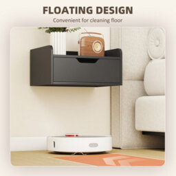 Homcom Floating Nightstands Set Of 2, Nightstand With Drawer, Black - thumbnail 5