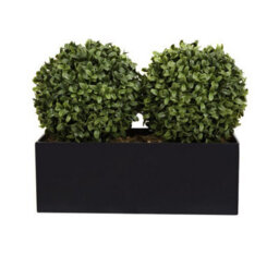 GreenBrokers 2 X Artificial Rattan Patio Planters With Purple And Yellow Faux Silk Pansies And Conifer/cedar Topiary  60Cm/23.5In - thumbnail 1