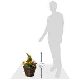 GreenBrokers 2 X Artificial Rattan Patio Planters With Purple And Yellow Faux Silk Pansies And Conifer/cedar Topiary  60Cm/23.5In - thumbnail 3