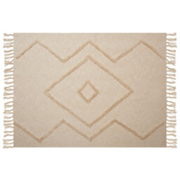 Beliani Blanket Jaunpur Cotton 130 X 180 Cm Beige - thumbnail 4