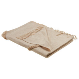 Beliani Blanket Jaunpur Cotton 130 X 180 Cm Beige