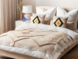 Beliani Blanket Jaunpur Cotton 130 X 180 Cm Beige - thumbnail 2