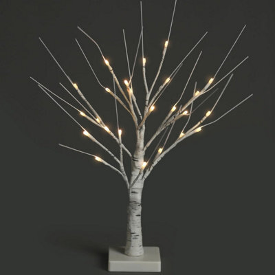 Netta 2Ft Twig Birch Tree With Pre-Lit With 24 Warm White Leds - Battery Powered - White - image 1