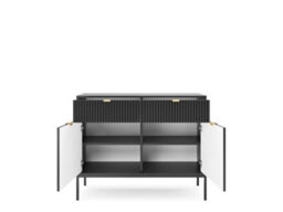 Arte Nova Sideboard Cabinet With Drawers And Shelves - Black Matt (H)830mm (W)1040mm (D)390mm - thumbnail 3