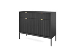 Arte Nova Sideboard Cabinet With Drawers And Shelves - Black Matt (H)830mm (W)1040mm (D)390mm - thumbnail 1